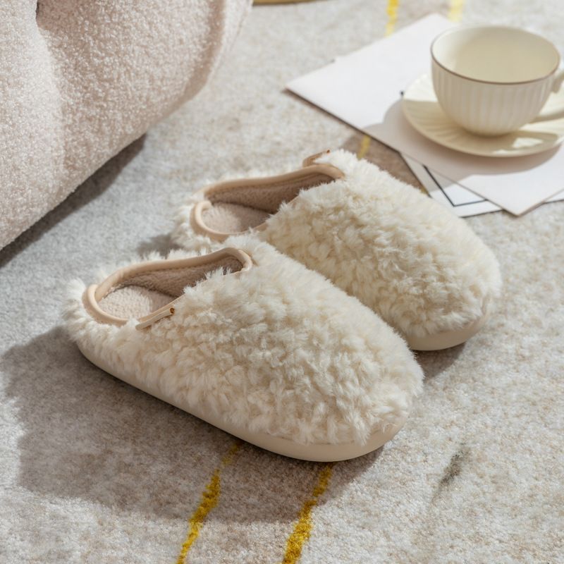 Pantofole comode per coppie con fodera in pile – Pantofole invernali traspiranti e ultra calde con suola in TPR antiscivolo_voghion.com