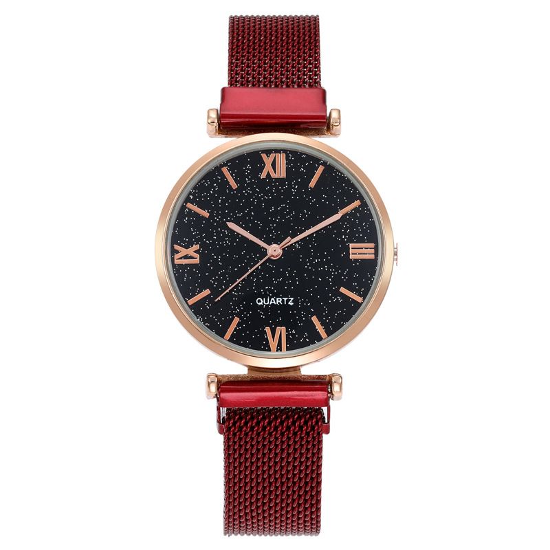 Relógio Feminino Padrão Romano Moda Relógio Feminino Relógio de Quartzo Ferromagnético Absorvente Attrite Relógio de Pulso Feminino_voghion.com