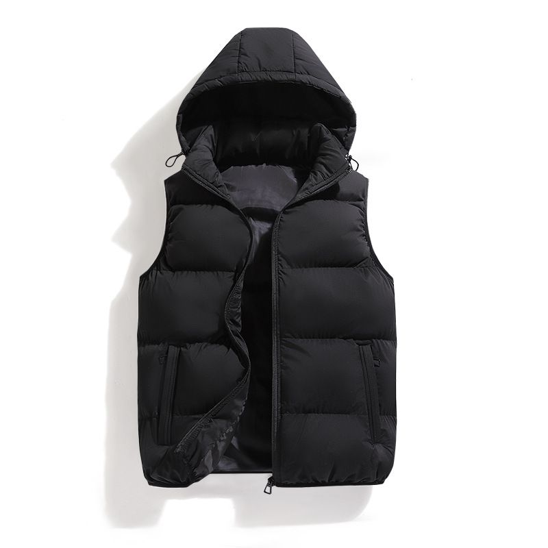 "Men's Fleece-Lined Hooded Vest, Winter Warm Zip-Up Puffer Gilet, Slim-Fit Casual & Outdoor Layering Piece (Black/Gray/Red/Green/Khaki/Navy)"_voghion.com