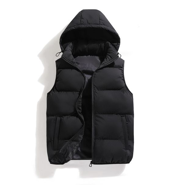 "Men's Fleece-Lined Hooded Vest, Winter Warm Zip-Up Puffer Gilet, Slim-Fit Casual & Outdoor Layering Piece (Black/Gray/Red/Green/Khaki/Navy)"_voghion.com