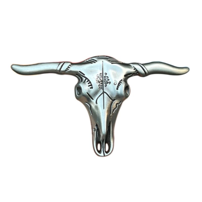 HOT Creatively Bull Skull Shape DIY Components Western Heavy Rock Style Metal Belt Buckle for Adult Unisex_voghion.com