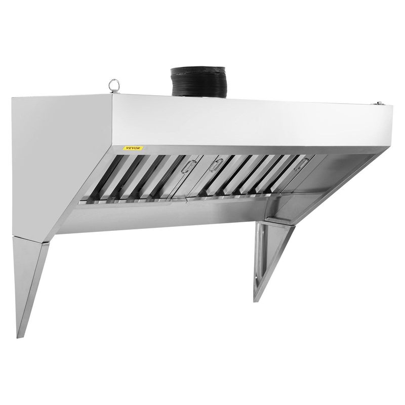 VEVOR Commercial Exhaust Hood, 5FT Food Truck Hood Exhaust, 201 Stainless Steel Concession Trailer Hood With 2 Detachable U-shaped Grid Oil Filter Mesh, Rust Resistant Vent Hood For Kitchen Restaurant_voghion.com