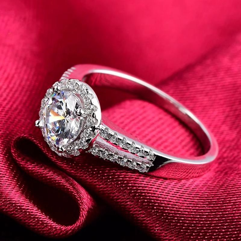 Anello da donna in argento puro con doppio giro di pietra Mosang, nuovo set con stile nobile e lussuoso e leggero_voghion.com