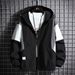 Giacca a vento unisex con cappuccio color-block – Giacca oversize alla moda per uomo e donna, cappotto casual leggero con cerniera (beige/blu navy/nero, S-3XL))_voghion.com