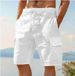 Men's Clothing Cargo Shorts Linen Shorts Summer Shorts Beach Elastic Waist Drawstring Multi Pockets Solid Color Pants_voghion.com