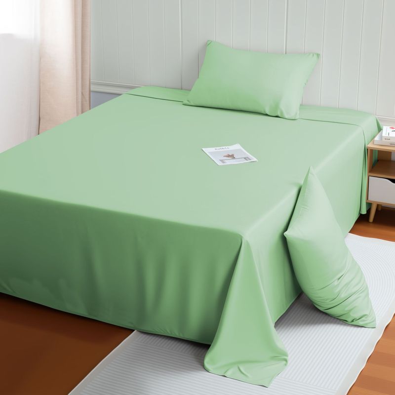 Lenzuola in fibra di bambù al 100%, setose, fresche, morbide e confortevoli, di alta qualità, in tinta unita, con tappetino in fibra di bambù._voghion.com