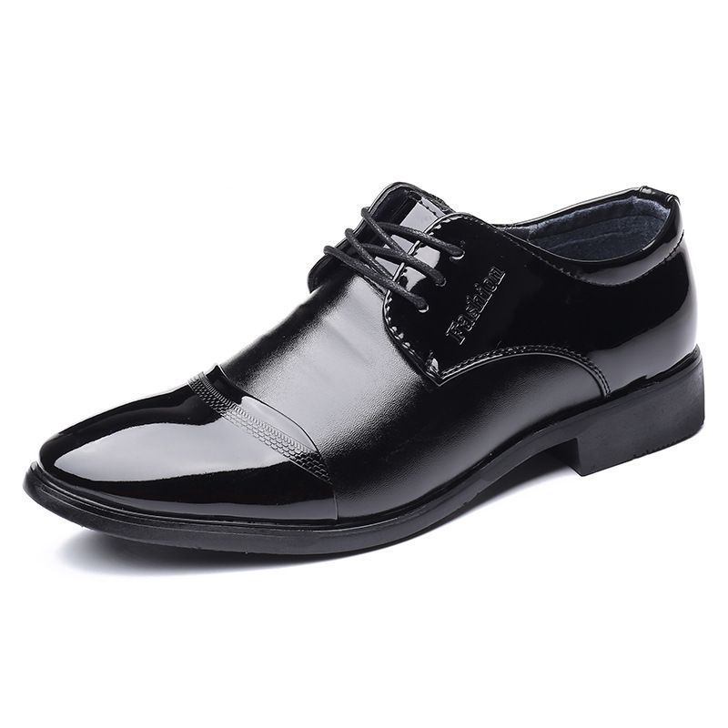 2023 Sprig ad autum ew me's busiess dress fashio casual poited bright face male leather lace-up weddig shoes_voghion.com