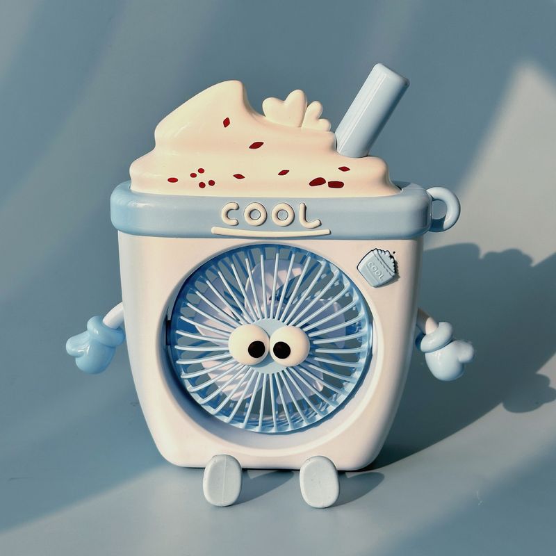 Light Sound Wind Cute Cartoon Desktop Ornament USB Mini Portable Fan_voghion.com