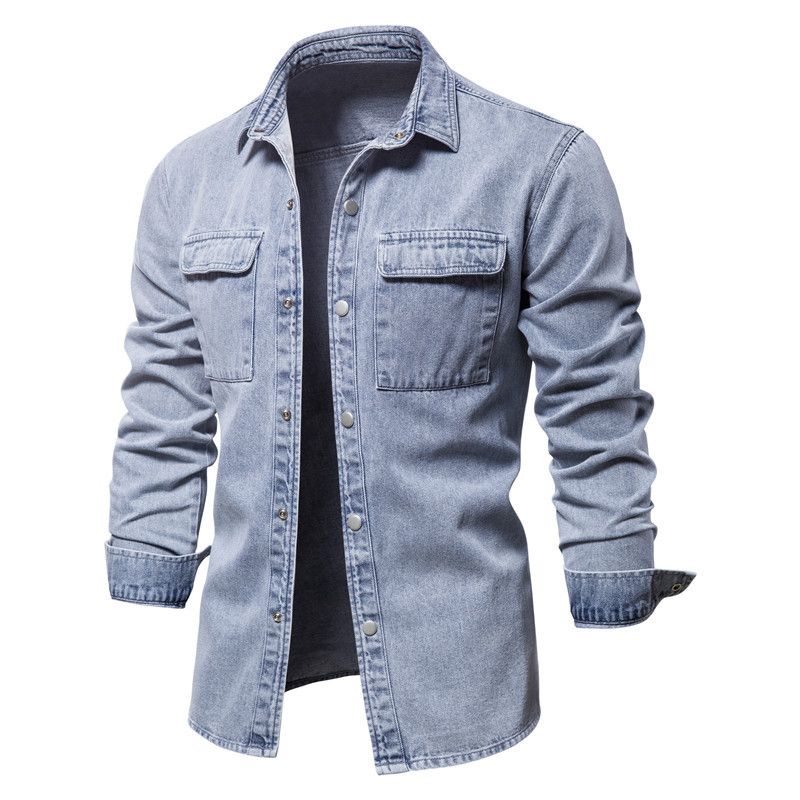 Man's clothing Denim Coat Jacket Trend Coat Casual wash denim top_voghion.com