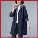Trench da donna taglie forti, giacca a vento casual di media lunghezza con cappuccio, giacca in poliestere elegante e comoda per donne formose_voghion.com