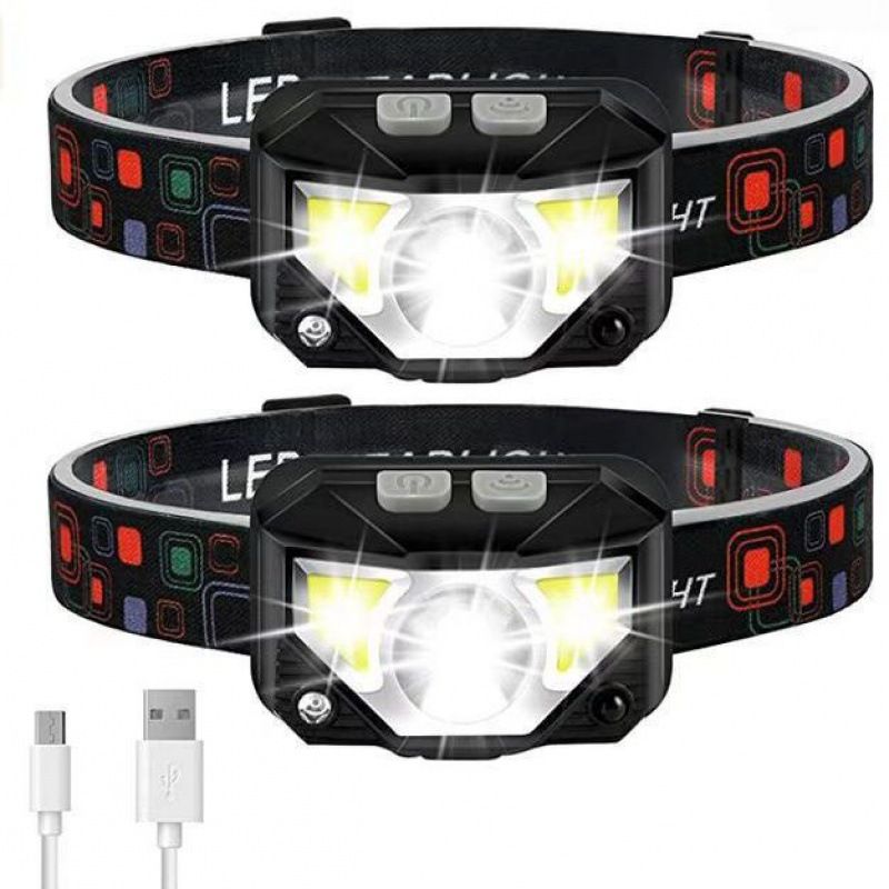 Mini-USB-Lade-COB-Rotlicht-Scheinwerfer LED-Nachtlauf im Freien Nachtfischen Wasserdichter Kopf Starker Lichtsensor-Scheinwerfer_voghion.com