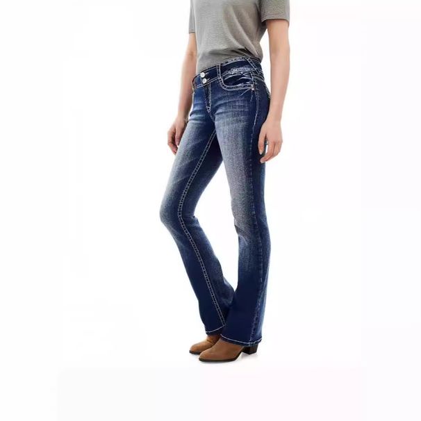 Dámské oblečení Slim Fit Seprané Výšivky Sweet Curve Džíny Dámské_voghion.com