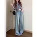 Weite Jeans im Frühlingsstil für Damen, neue hoch taillierte, gerade Beine mit hängendem Griff, bodenlange Hose_voghion.com