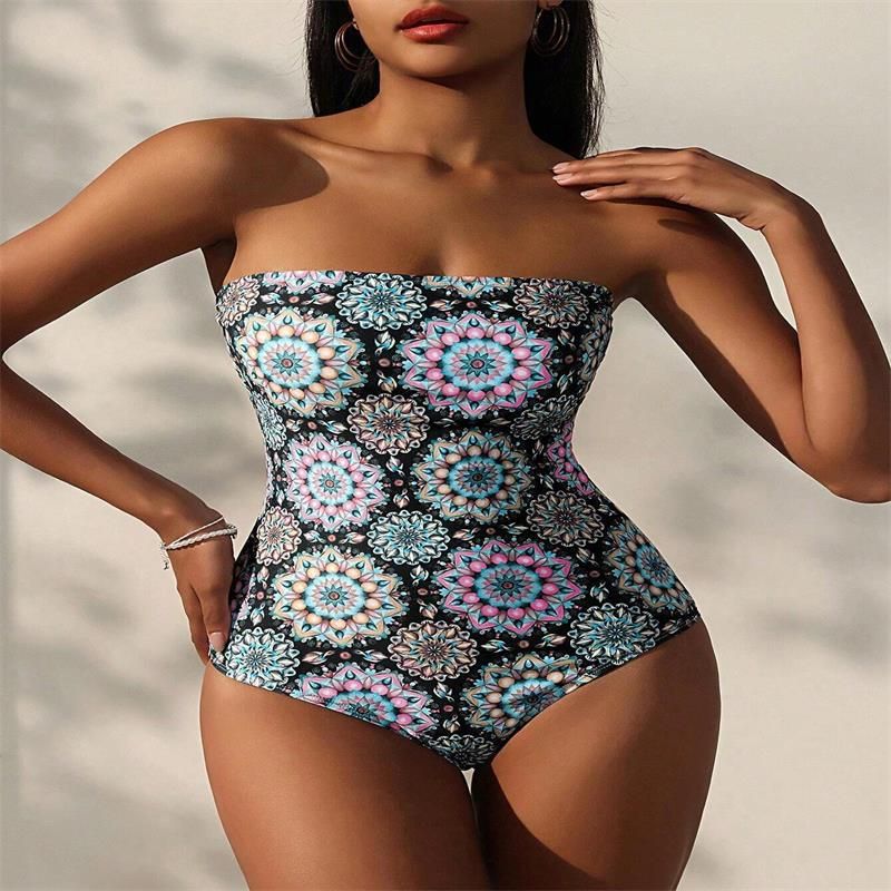 Damenbekleidung Sling Einteiler Tube Top Enganliegender, schmaler, rückenfreier Badeanzug_voghion.com
