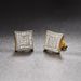 Threaded For Men And Women Square Full Zircon Micro Paved Color-Plated Gold Hip Hop Earrings_voghion.com