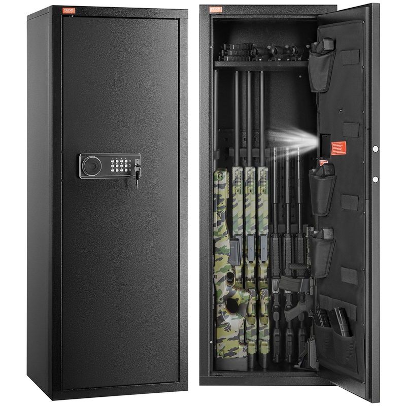 VEVOR 8-10 Rifles Gun Safe, Rifle Safe With Lock & Digital Keypad, Quick Access Tall Gun Storage Cabinet With Removable Shelf, Rifle Cabinet For Home Rifle And Shotguns_voghion.com