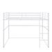 Metal Loft Bed Full Size, Loft Bed Frame With Safety Guard Rails & Flat Ladder, Twin Loft Bed For Kids Teens Adults, White_voghion.com