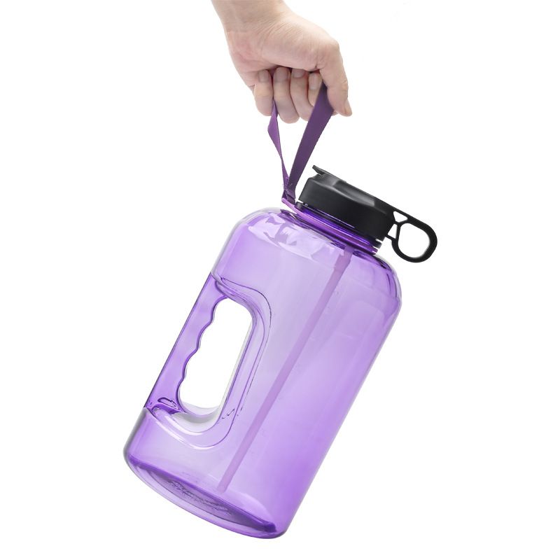 Outdoor fitness large capacity sports kettle gradient color straw cup Bright color large kettle_voghion.com