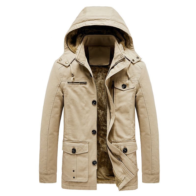 Factory direct supply slim fit plus velvet thickened men's jacket autumn and winter new style mid-length windbreaker casual jacket wholesale for men_voghion.com