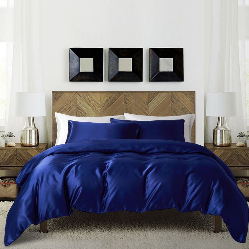 Set di biancheria da letto in seta, copripiumino di lusso in morbido raso con 2 federe in raso, leggero per tutte le stagioni._voghion.com