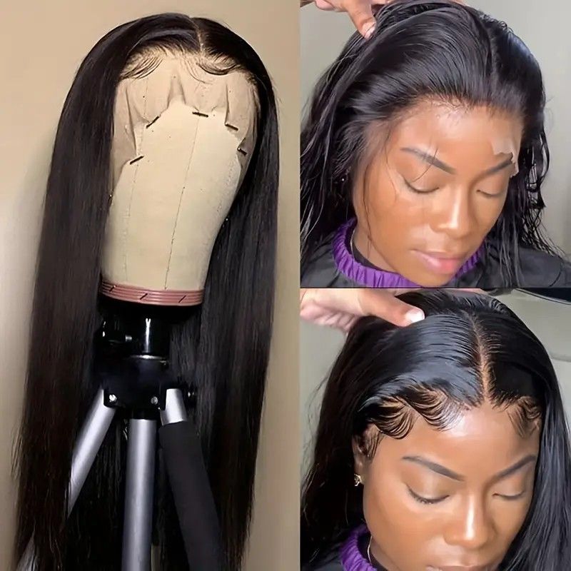 Parrucche frontali in pizzo dritto con capelli veri 13x4, pre-pizzicate_voghion.com