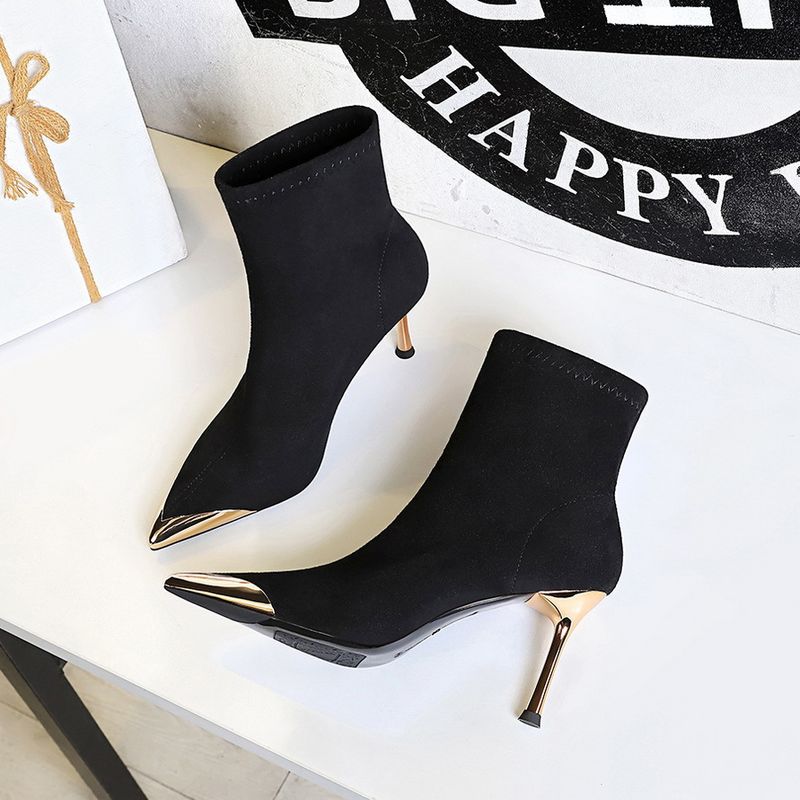 319-12 style banquet à la mode pour femmes avec manches, talons hauts fins, bouts pointus en métal, pieds coupés, amincissants_voghion.com