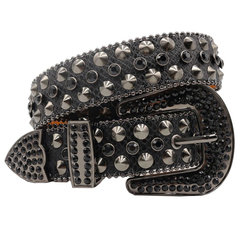 HOT Western Rhinestone Skull Femme Ceinture Homme Crystal Studded Pin Buckle Belt Cinto De Strass Jeans_voghion.com