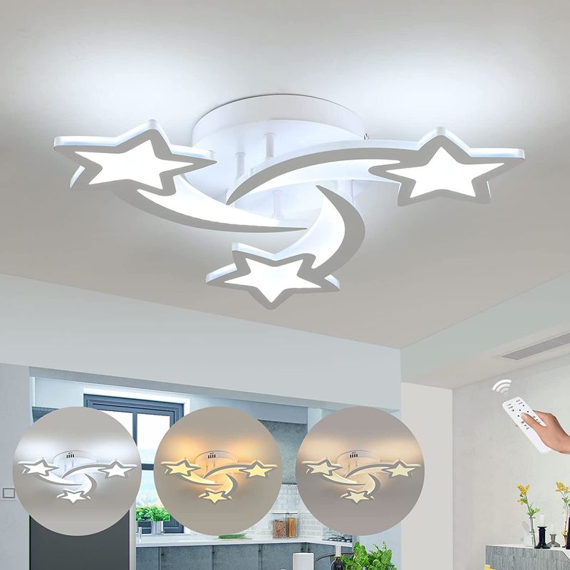 GOECO Meteor Acryl Deckenleuchte 3 weiße Strahler 30W dimmbar mit Fernbedienung 220V_voghion.com