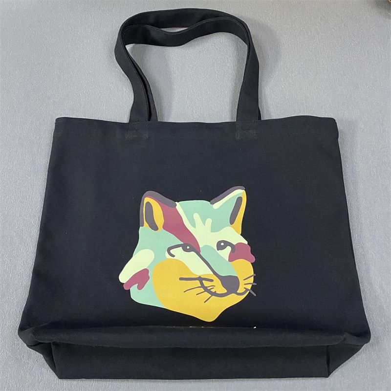 Borsa a tracolla unisex casual in tela con testa di volpe, monocolore, per il commercio transfrontaliero giapponese e coreano_voghion.com