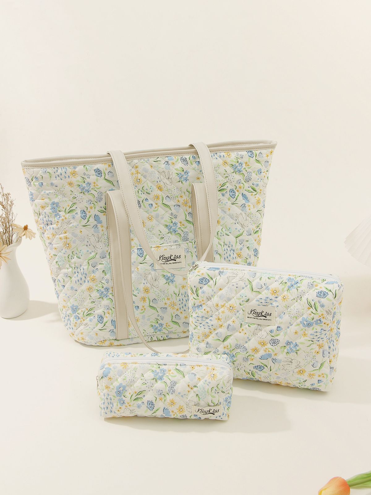 Berger Luggage Women's Tote Cotton Large Bag Quilted Large Capacity Simple Shoulder Bag_voghion.com