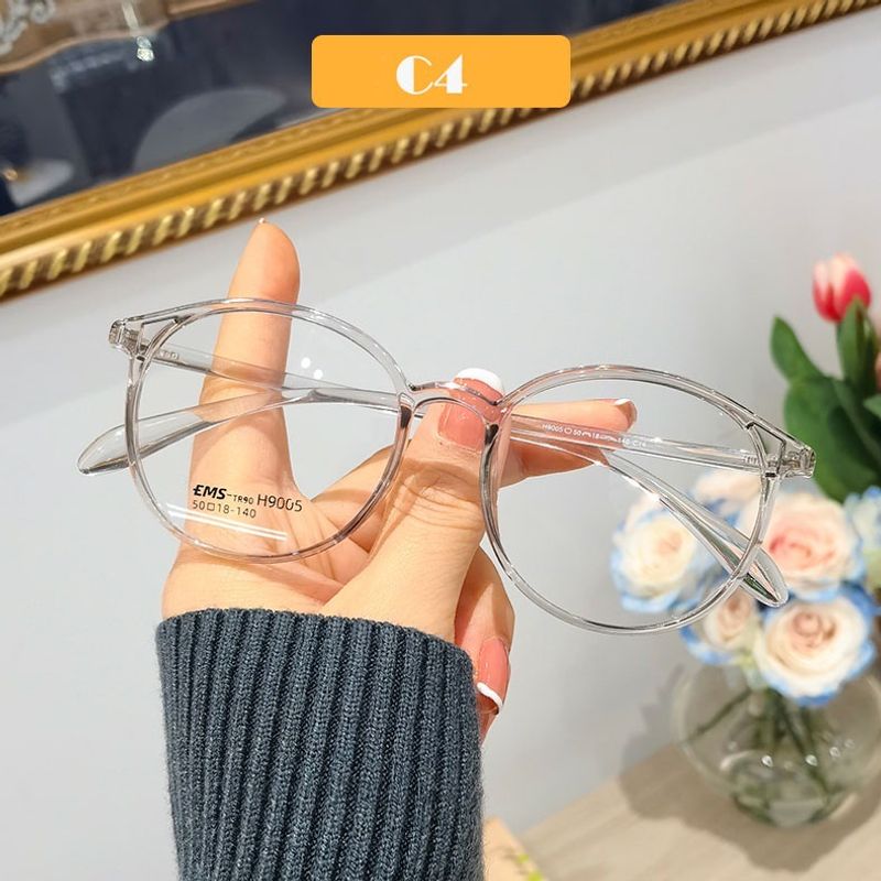 New Anti Blue Light Flat Lens Korean Version Plain Face Fashion Round Small Non Prescription Glasses Frame_voghion.com