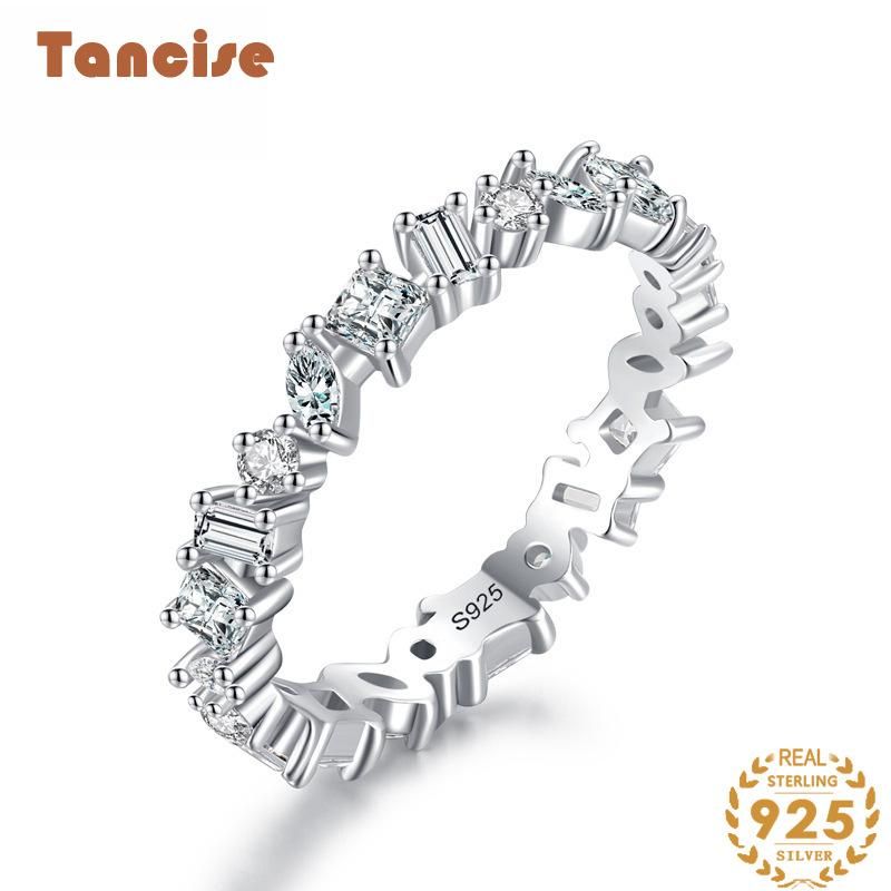 Tancise Anello in argento con zirconi classici Gioielli da donna Promessa di nozze Regalo per feste_voghion.com