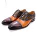Unbeatable Quality Handmade Goodyear Tire And Rubber Company Men's Leather Leather British Block Carved Oxford Shoe Color Blocking_voghion.com