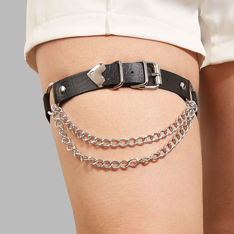 Harajuku Däischter Lolita Metallkette Meedchen Punk Gotesch Krawatt JK Oberschenkelrank Beenschlauf_voghion.com