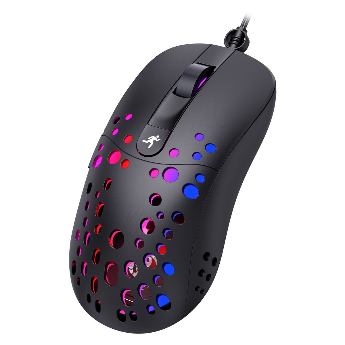 Mouse da gioco con programmazione macro RGB Glow Hole, 6 tasti per spegnere le luci, vari mouse cablati_voghion.com