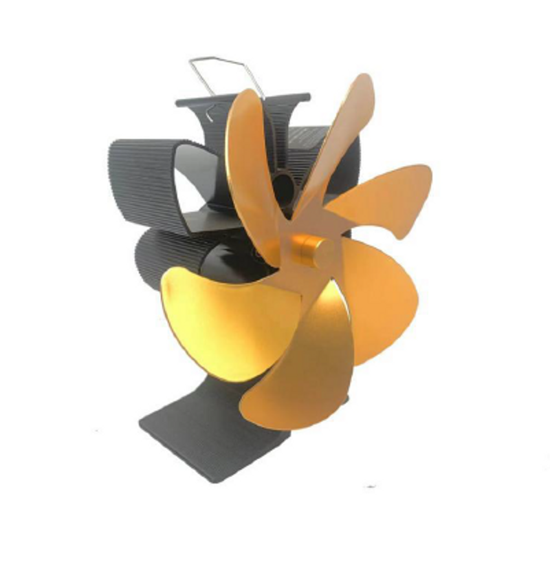 Haardventilator Butterfly grote I-vormige 6-vleugelige φ 165 helderzwarte thermische energieventilator Geen voeding, hoge temperatuurbestendigheid Zelfstartend_voghion.com