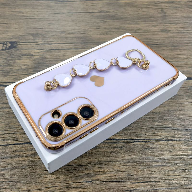 Luxus bevonatú TPU karkötőtok Samsung Galaxy A55 A15 A35 A25 A54 A53 A52 A14 5G S24 S23 S22 S21 Ultra Plus FE Szerelemtokok_voghion.com