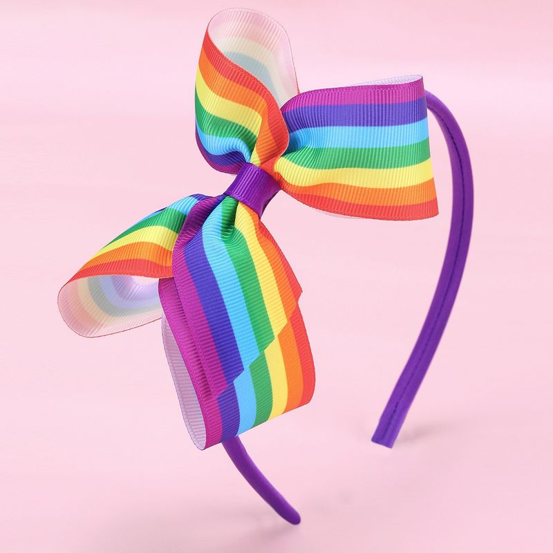 Hot Selling Children's Bow Hairpins In Europe And America Rainbow Ribbed Bow Clips Cute Girl Hair Accessories_voghion.com