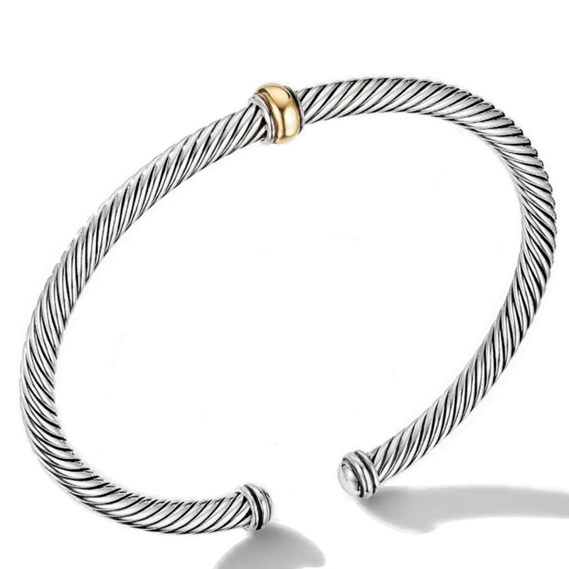 Edelstahlarmband Titanstahldrahtseil Zweifarbiges offenes Armband_voghion.com