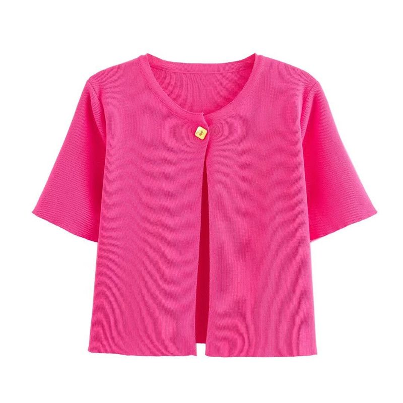 Top corto estivo da donna con scollo rotondo e bottone singolo_voghion.com