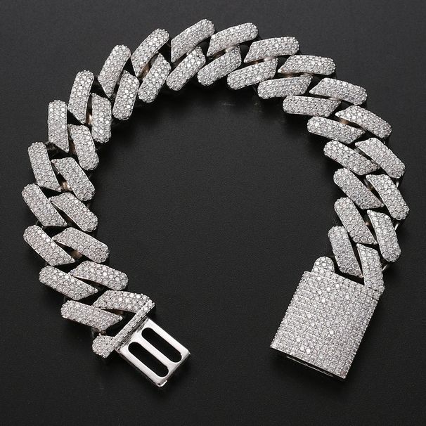 Hip Hop Real Gold Plated 20mm Solid Cuban Chain Full Zircon Large Box Clasp Men's Bracelet_voghion.com