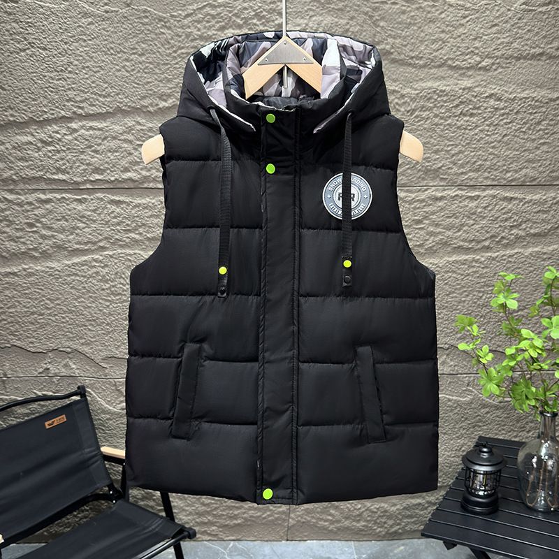 Herrenbekleidung Herren Baumwollweste Winter Herren Neue Kapuzenweste aus Baumwolle Jacke Overalls Klasse Kleidung Druck LOGO_voghion.com