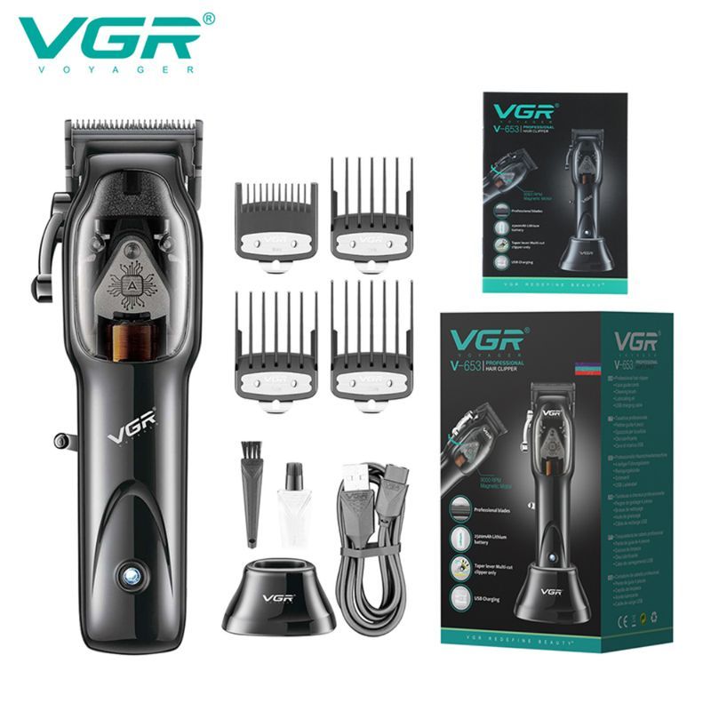 VGR Professional Barber Cutting Electric Hair Trimmer Adjustable Haircut hine Clipper for Men V-653_voghion.com