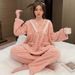 Long sleeved and long pants with fluffy sleepwear women in winter, sweet princess style, size 230 pounds plus fat M home_voghion.com