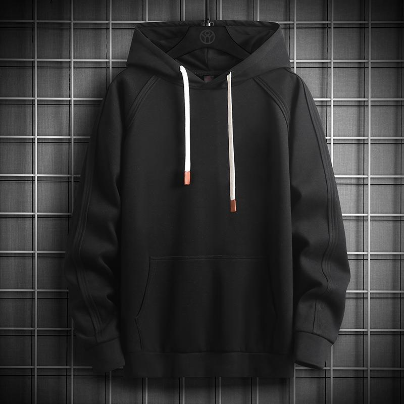 Herrenbekleidung Baumwoll-Kapuzenpullover für Herren, einfache, einfarbige Langarm-T-Shirts für Herren_voghion.com