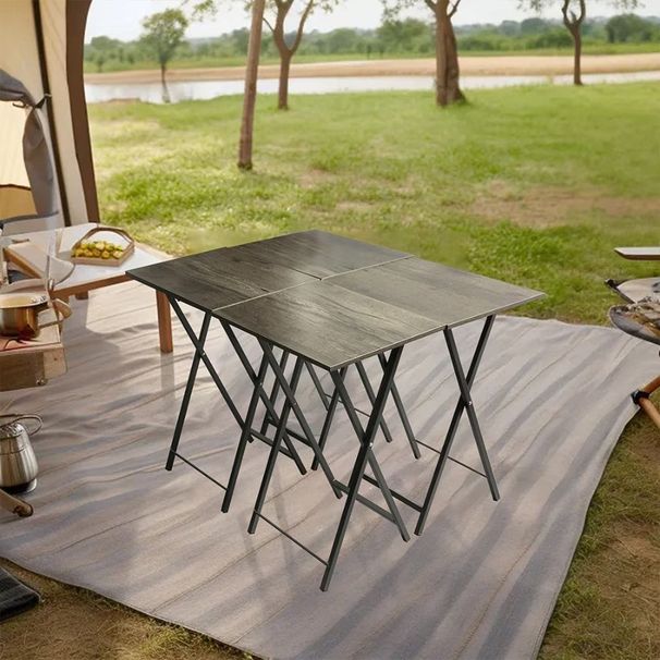 Side Grey Snack Folding Table Table Set 5 Piece End Sofa TV Table Foldable Tray Table Save Space_voghion.com