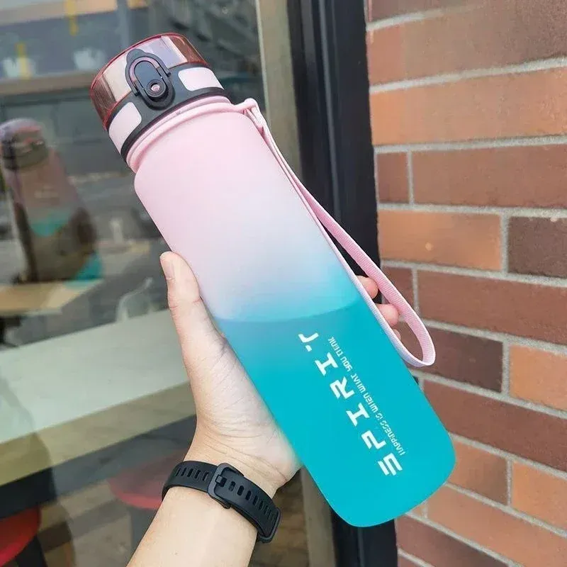 500ml/650ml/1000ml Sports Water Bottle Leak Proof Colorful Plastic Cup Drinking For Outdoor Travel Portable Gym Fiess_voghion.com