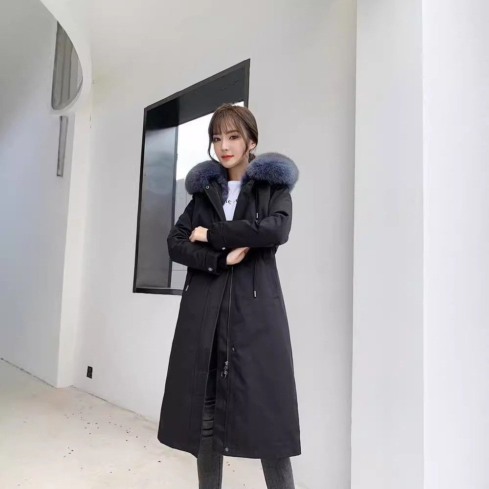 Ropa de mujer Nuevo abrigo de invierno con forro de piel de largo medio Parka Haining desmontable_voghion.com
