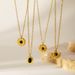 French Retro Sunflower Natural Stone Pendant Necklace Female Fashion Simple O Shaped Chain Gold Plated Stainless Steel Clavicle Chain_voghion.com