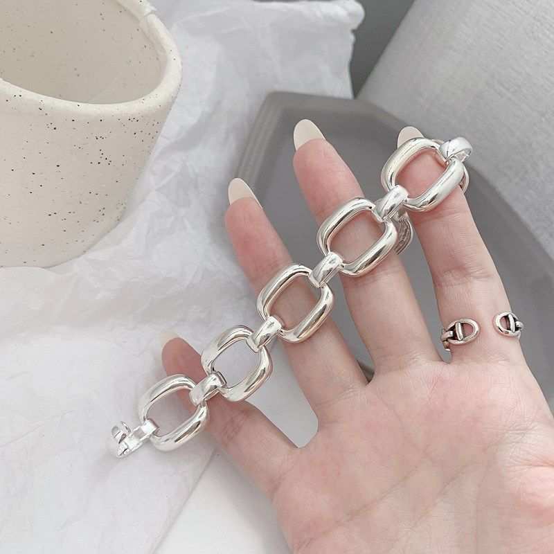 Sterling Venus Sier Armbänder für Frauen Trend Hip Hop Vintage dicke Kette kreative hohle geometrische Desig_voghion.com